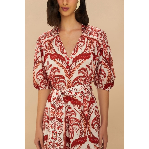 NWT Farm Rio Tropical Cameo Belted Maxi Dress - Picture 2 of 12